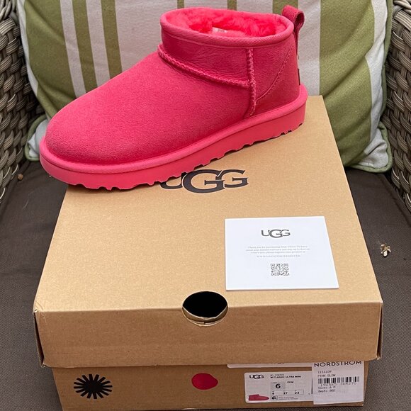 NIB UGG CLASSIC ULTRA MINI BOOT Taffy Pink - Picture 5 of 17
